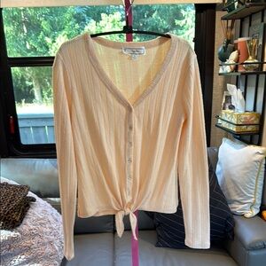 Hippie Rose Light Tan / peach 🍑 Knit Cardigan size Medium